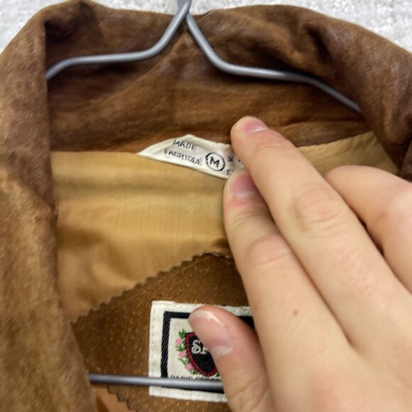 VTG Paris Sport Club Leather Jacket Brown Snake Skin Flight Bomber Padded M Read - Picture 7 of 16